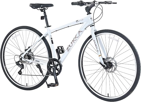 700C Road Bike for Adult, 7 Speed Road Bike, Hybrid City Bike with Aluminum Alloy Frame and Double Caliper Brakes for Commuter, Adult Urban Hybrid Bike