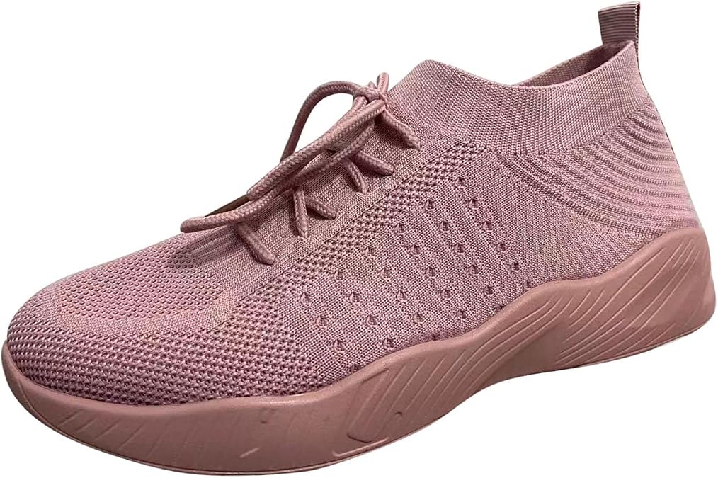 Walking Shoes for Women Lace Up Lightweight Tennis Shoe Solid Color Sneakers Fashion Sports Gym Sneaker Footwear