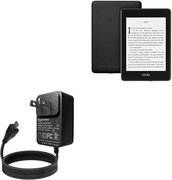 BoxWave Charger Compatible with Amazon Kindle Paperwhite (4th Gen 2018) - Wall Charger Direct (15W), Rapid Charge Your Device with Built-in 3ft Cable