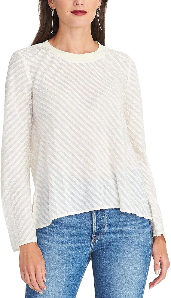 RACHEL Rachel Roy Womens Ivy Striped Sheer Top