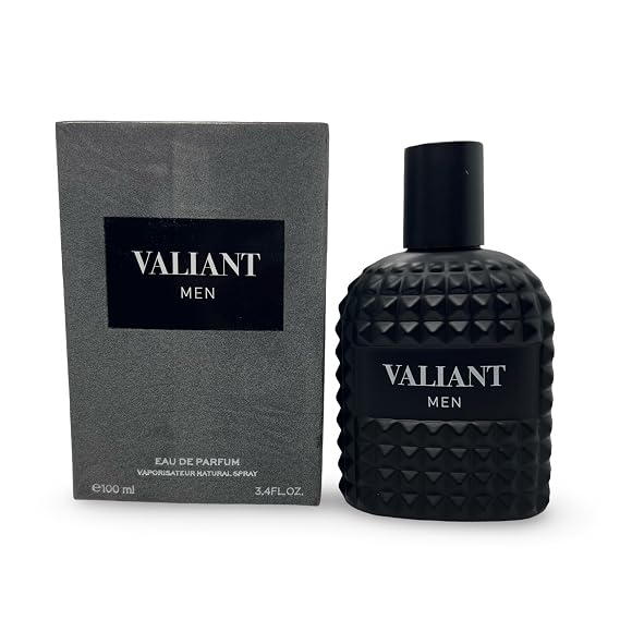 VALIANT MEN Eau de Parfum, Black Studded Bottle, Citrus Floral Fragrance, 3.4 Fl Oz