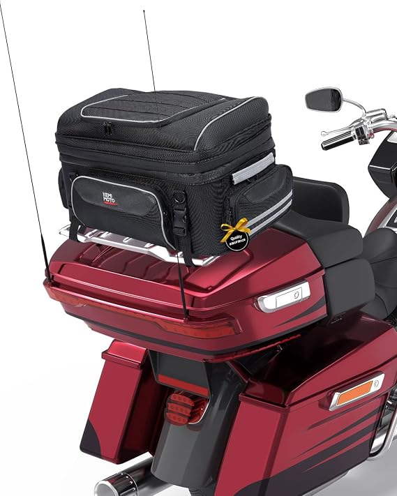 KEMIMOTO Expandable Motorcycle Traveler Tour Trunk Bag 40L-50L Luggage Rack