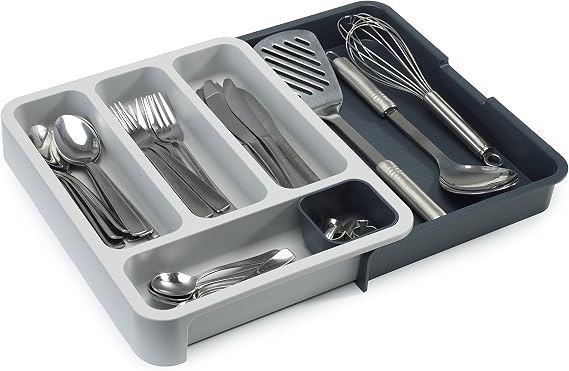 Joseph Joseph 85042 DrawerStore Expanding Cutlery Editor, Dark Grey