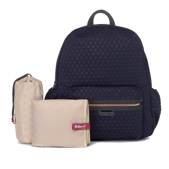 Luna Ultra Lite Navy Scuba Diaper Travel Backpack by Babymel | Large Capacity, Water Resistant, Modern Style, Multi-Functional and Durable Baby Bag with Changing Pad and Integrated Stroller Straps