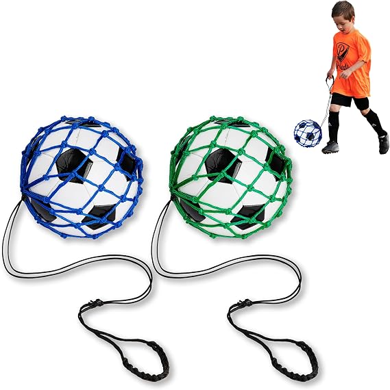 2PCS Soccer Ball Net Soccer Training Equipment, Football Kick Throw Solo Practice Training Aid, Upgrade Soccer Nets for Kids Youth Adults for Ball Size 3, 4, 5