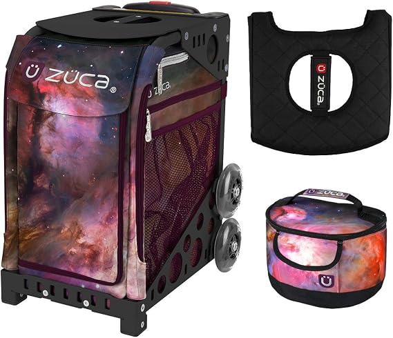 ZUCA Sport Bag - Galaxy with Gift Lunchbox and Seat Cover (Black Non-Flashing Wheels Frame)