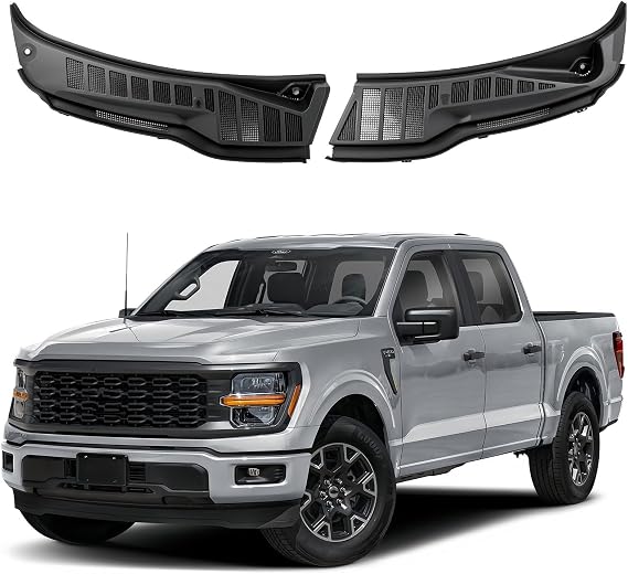 iKer Front Windshield Wiper Cowl Grille Fit Ford F-150 2021-2024 | Wiper Vent Cover Panel Replaces OE# ML3Z-15022A68-AB ML3Z-15022A68-AA ML34-1502222-AG5YZ9