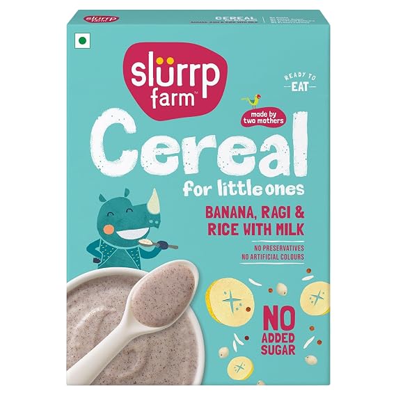 Slurrp Farm Banana Ragi Rice Cereal for Babies & Toddlers | With Milk & Real Fruits | Easy to Digest Baby Cereal | No Added Sugar, No Preservatives | 7.05 Oz (200g)