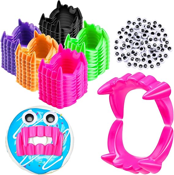 Hungdao 150 Pcs Halloween Vampire Teeth Donut Decorations,Multicolor