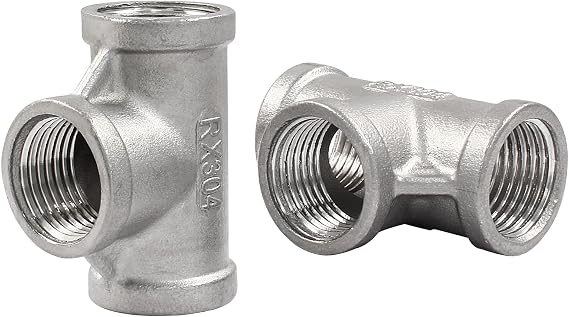 1/2 Inch Female NPT Tee Pipe Adapter, Stainless Steel