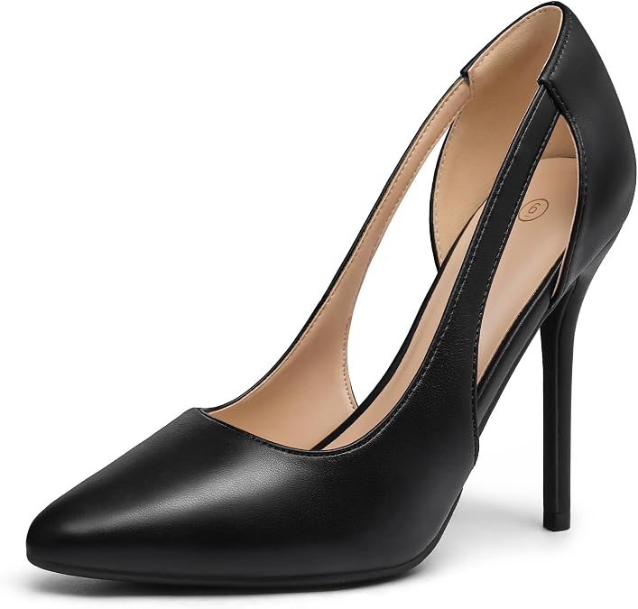 mysoft Women's 4IN Cut Out Pointed Toe Stiletto Pumps