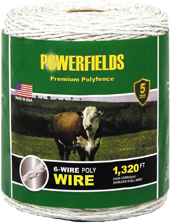 Powerfields EW615-1320 6 Wire Polywire, 1320-Feet, White