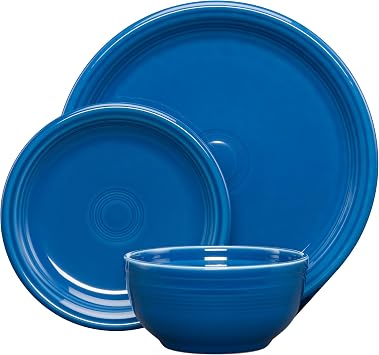 Fiesta Bistro Coupe 3-Piece Dinnerware Set Durable Ceramic, Lead-Safe, Dishwasher/Microwave/Oven Safe Made in USA Dinnerware - Lapis
