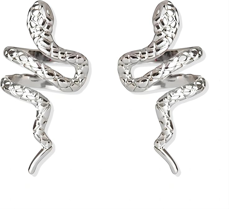 2 Pcs Snake Ear Cuff For Women Men Punk Gold Silver Snake Ear Cuff Non Animal Snake Copper Clip on Earrings For Teen Girls