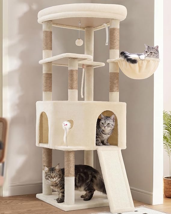 Cat Tree, 61 Inch Tall Cat Tower, Diamond-Shaped Cat Cave VCT001MJ
