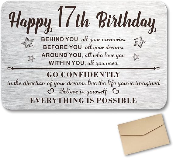 17th Birthday Card Gifts for Boy Girl Happy 17 Year Old Girl Boy Gift Ideas Engraved Wallet Card Birthday Gifts for 17 Year Old Girl Boy Daughter Son Niece