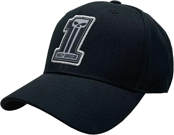 Harley-Davidson Men's Dark Custom Curved Bill Stretch Fit Baseball Cap - Black