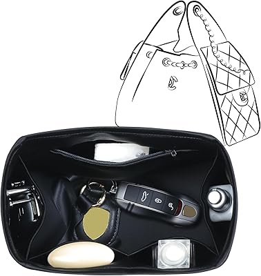 Silky Purse Insert Organizer 3 Set for Chanel 25C Hobo Bags, Silk Touch Bag Organizer, Luxury Handbag Shaper,Lightweight S,Black