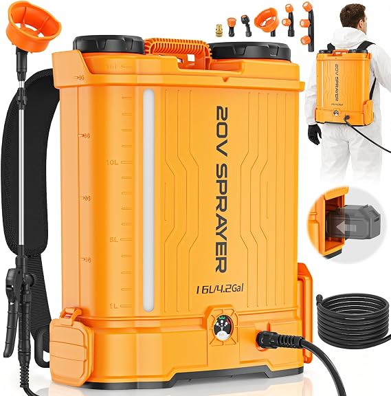 4.2Gal Auto-Mixer Backpack Sprayer Compatible for Dewalt 20V Battery