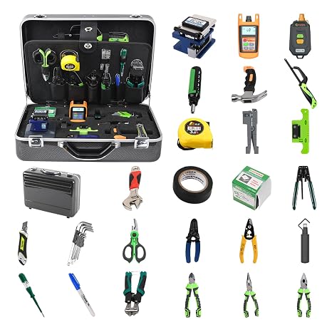 Optical Fiber Loss Test Toolkit FTTH Toolkit TFS-40D with Optical Power Meter OPM Tester+Cable Break Checker+Mid Span Cable Stripper+Fiber Cleaver