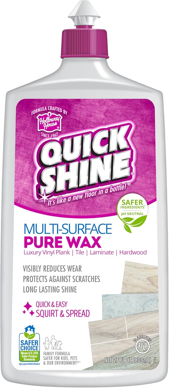 Quick Shine Multi-Surface Pure Floor Wax 27 oz, Long Lasting Protection