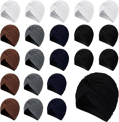Syhood 22 Pieces Stretch Turbans Chemo Head Wrap Cancer Head Beanie Twisted Turban Cap Cover Hats for Women
