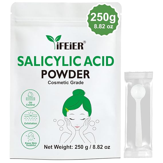 iFEiER Pure Salicylic Acid Powder | Cosmetic Grade Salicylic Acid 250g (8.82 oz) | acido salicilico powder for DIY BHA Exfoliant, Hair & Industrial Use | Make Serum