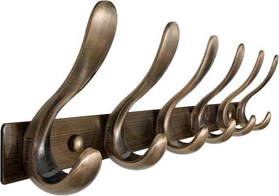 HONSKY Coat Rack Wall Mounted,44 cm Coat Hook Wall Mounted,6 Hooks Heavy Duty Wall Coat Hook for Hanging Clothes,Coat,Hat,Jacket,Antique Bronze