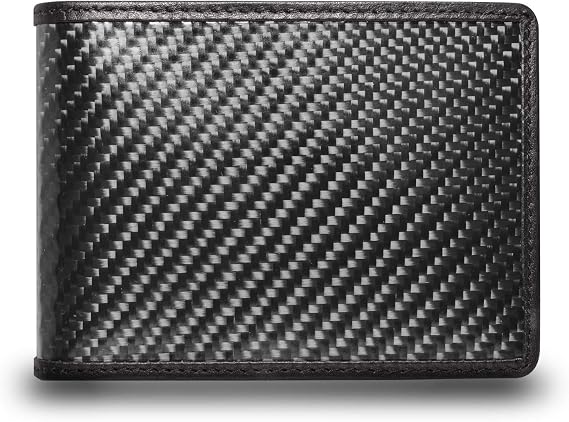 Real Premium Black Carbon Fiber Bi-fold Wallet with RFID Blocking