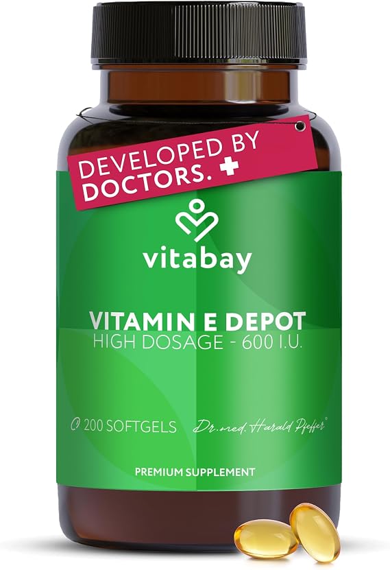 Vitabay Vitamin E 600 IU Depot - 200 Vegan Softgel Capsules