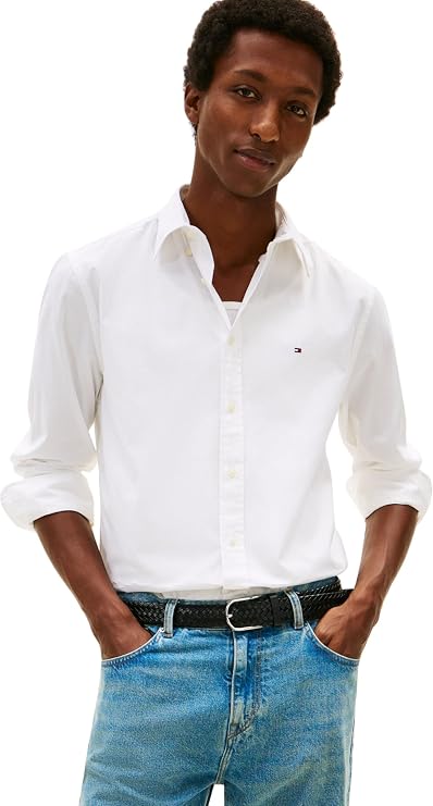 Tommy Hilfiger Men’s Flex Poplin Fake Solid Regular Fit Shirt