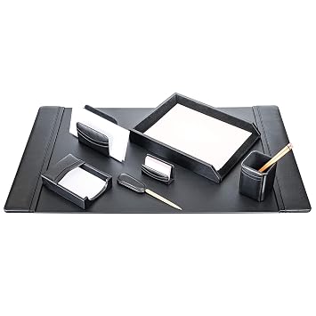 Dacasso Leather Desk Set, 7-Piece, Black (D1004)