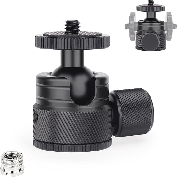 Mini Ball Head-INNOREL C19 Mount Tripod Head-CNC Metal Low Profile Ballhead 360 Pan 90 Tilt Tripods Mount with 3/8" to 1/4" Adapter Ballheads, Max Load 6.61 lb/3kg for Phone/DLSR Camera/Mini Holder