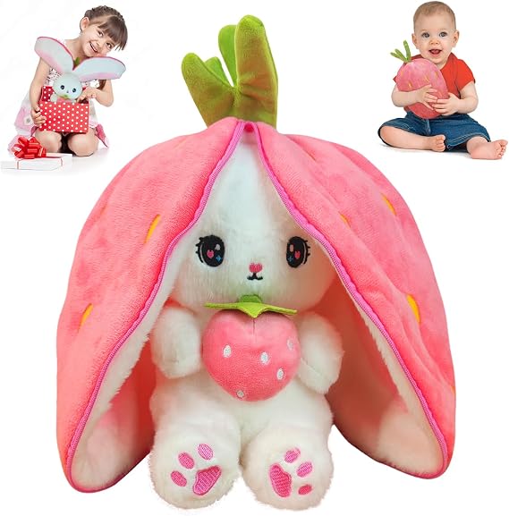 YUMEYA Bunny Stuffed Animal Reversible Toy Cute Stuffy Transformed Rabbit