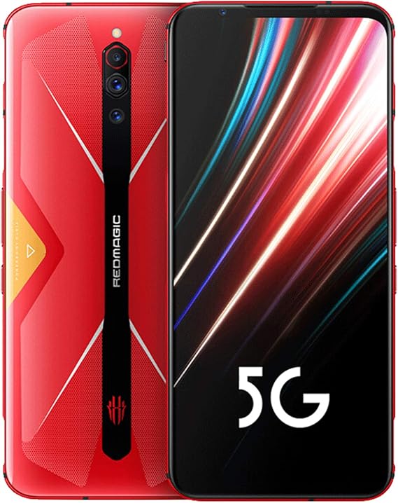 Nubia Red Magic 5G Gaming Phone, Android 10 Snapdragon 865 Unlocked Smartphone Phones, 6.65 inch AMOLED HD 144Hz Turbo Fan 64MP Mobile Phone, Cell Phones with Triple Camera, 4500mAh NFC(Red,8+128G)