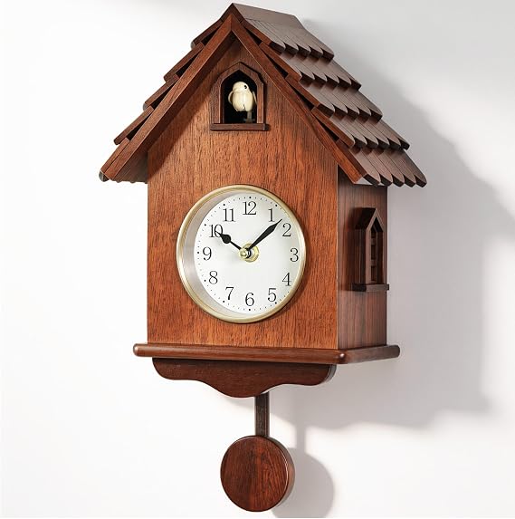 AYRELY 14-Inch Handcrafted Modern Cuckoo Clock for Wall with Hourly Chime, Wooden Pendulum, Moving Cuckoo Bird and Automatic Night Silence