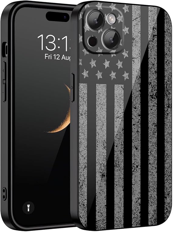 iPhone 14 Pro用ケース、保護用14 Proケース、フル保護カメラシステム、スリムな耐衝撃保護カバー用に設計、レトロなアメリカ国旗