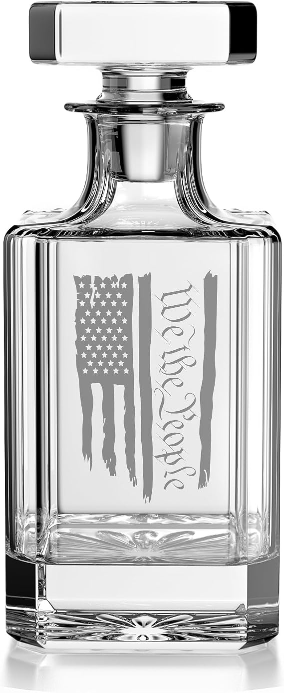 We The People American Flag Decanter for Liquor Bourbon