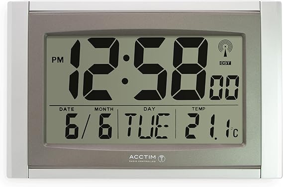 Acctim Stratus Smartlite Wall/Desk Clock, Silver