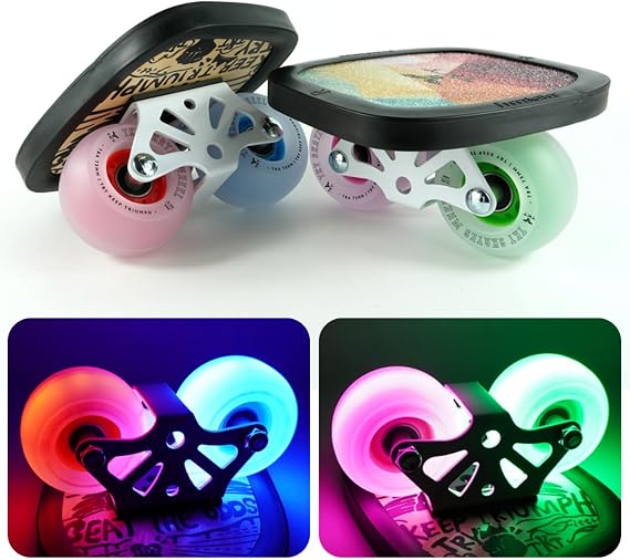 TKT FreeSkates - Colorful Flashing Wheels - High Resilience Free Drift Board - Maple Deck Drift Shoes with Edge Protector - High End Bearing Portable Outdoor Free Drift Plate (Colored)