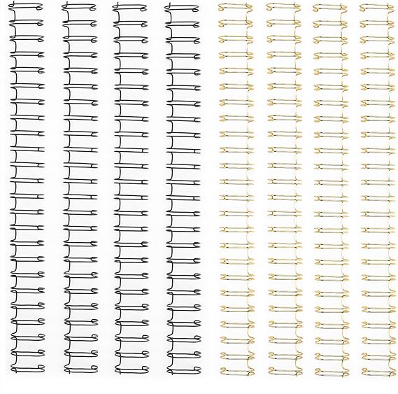 Vaessen Creative Metal Binding Wires 2:1 Black & Gold - 8 Pcs of 16 mm for The Bind Easy Binding Machine - for Bookbinding Notebooks, Documents, Planners, Journals and Albums