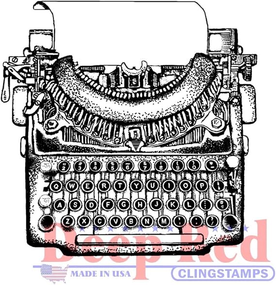 Deep Red Stamps Manual Typewriter Rubber Cling Stamp 2.1 x 2.1 inches