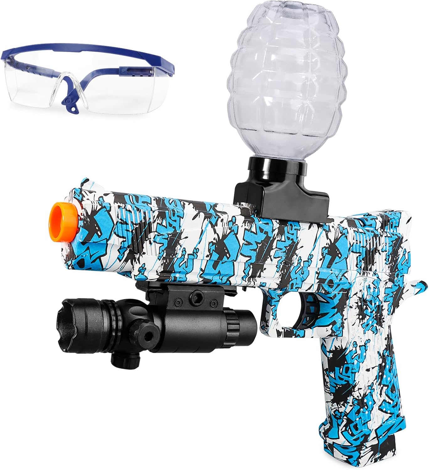 Electric Gel Gun Blaster M1911 Splatter Ball Blaster Automatic, with 10000 Eco-Friendly Balls Ammo 7-8mm, Fun Team Shooting Games Ages 14 Blue
