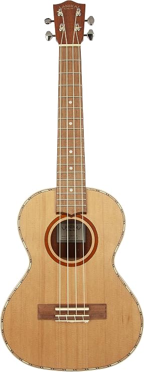 Lanikai CDST-T 4 String Ukulele, Tenor Cedar Solid Top Ukulele, with Deluxe Grover Tuners, Natural