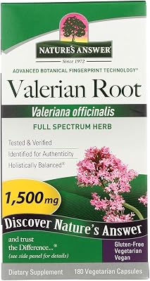 Natures Answer Valerian Root 1,500 mg Capsules | Natural Sleep Aid | Stress Reliever | Promotes Restful Slumber