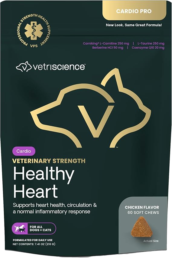 VetriScience Veterinary Strength Healthy Heart Chews, Chicken, 60 Count