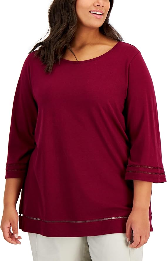 Karen S Plus Size Ladder Trim Top