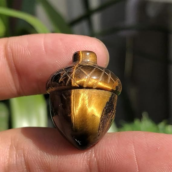 AtkitS Beautiful Natural Tiger Eye Stone Crystal Quartz Hand-Carved Pine nut Crystal (Size : 1pcs)