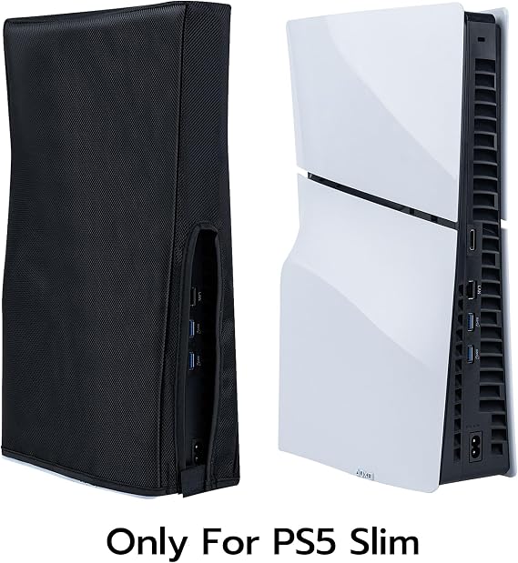 Mcbazel Vertical Dust Cover for PS5 Slim Console Only, Precision Cut Protective Case Anti Scratch Cover Sleeve for PlayStation 5 Slim Console Digital and Disc Edition - Black