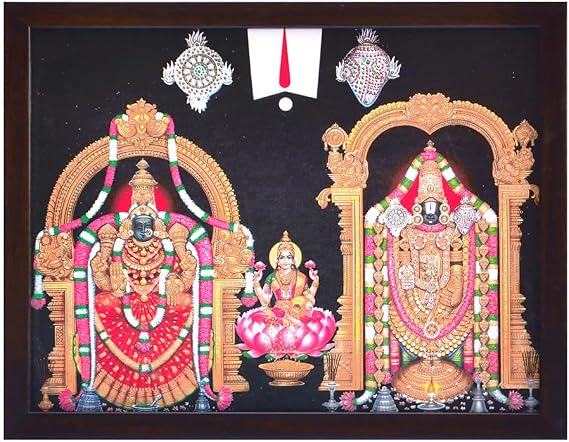 SANVIKA Lord Venkateswara, Also Known As Balaji and an Incarnation of Lord Vishnu, a Religious Poster Painting for Home/Office for Good Luck (232-12)